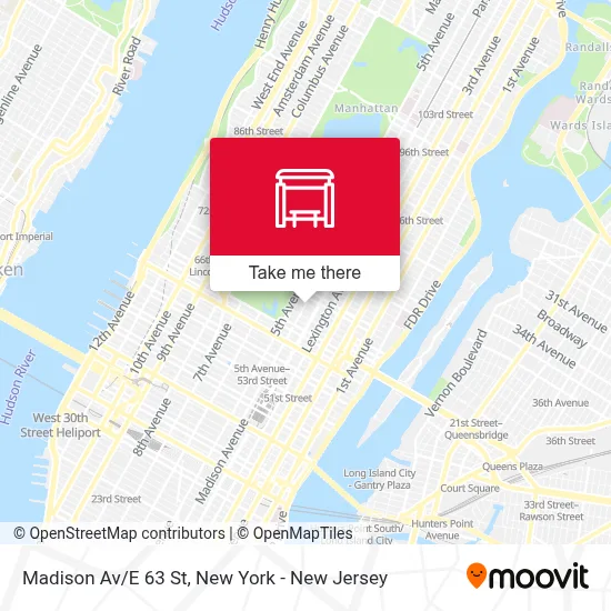 Madison Av/E 63 St map