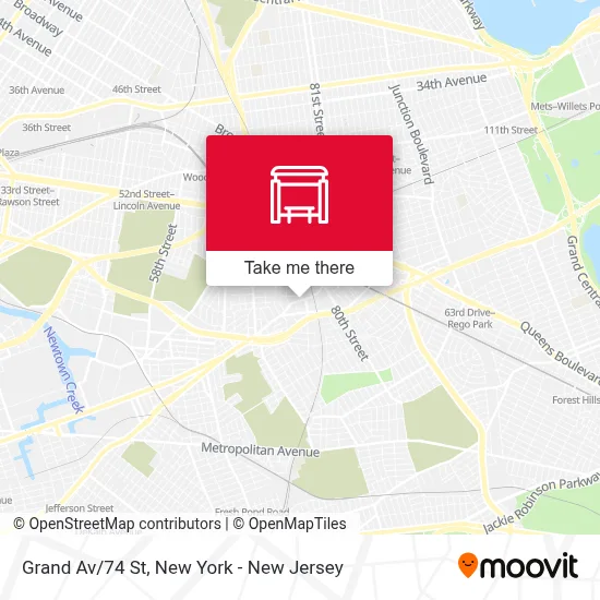 Grand Av/74 St map