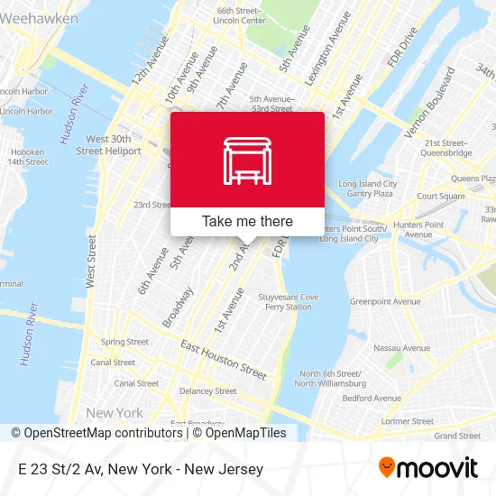 E 23 St/2 Av map