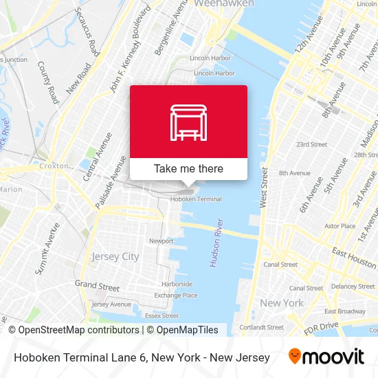 Hoboken Terminal Lane 6 map