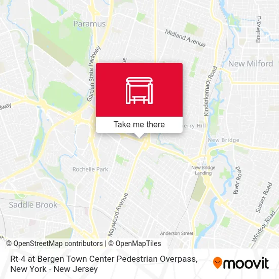 Rt-4 at Bergen Town Center Pedestrian Overpass map