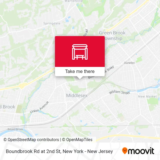Boundbrook Rd at 2nd St map