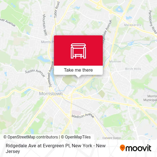 Ridgedale Ave at Evergreen Pl map