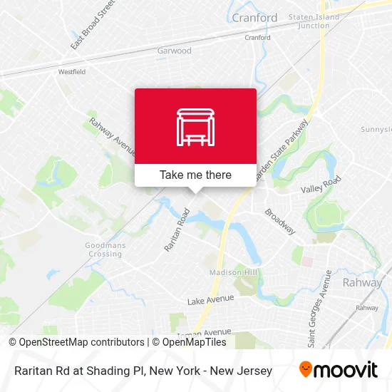 Raritan Rd at Shading Pl map