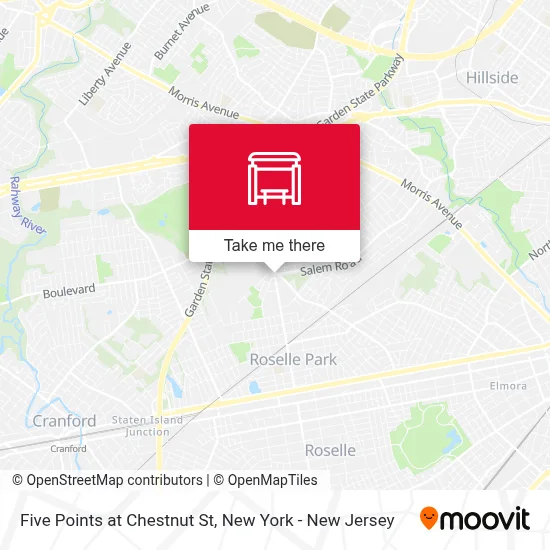 Five Points at Chestnut St map