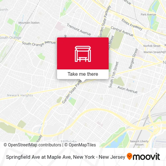 Springfield Ave at Maple Ave map