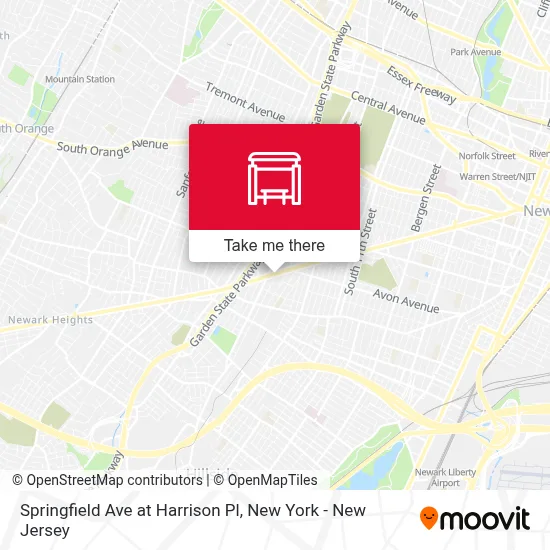 Springfield Ave at Harrison Pl map