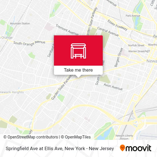 Springfield Ave at Ellis Ave map