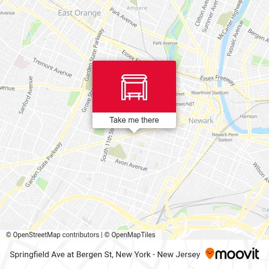 Springfield Ave at Bergen St map