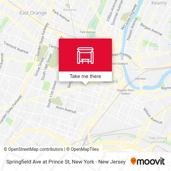Springfield Ave at Prince St map