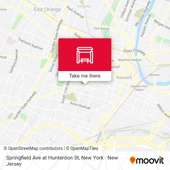 Springfield Ave at Hunterdon St map