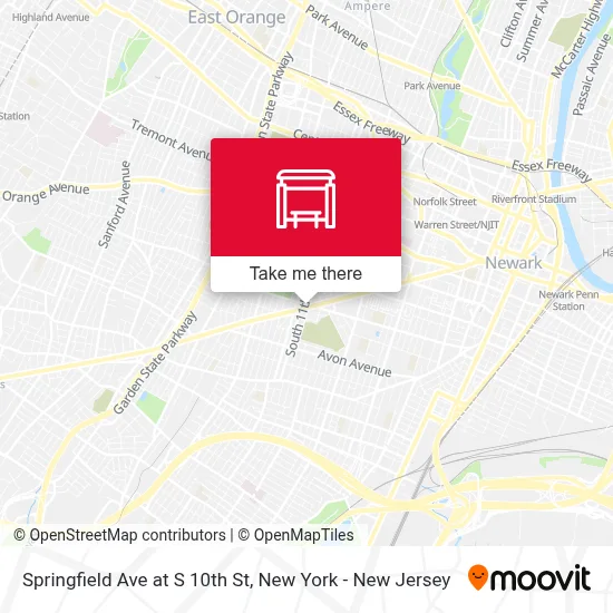 Springfield Ave at S 10th St map