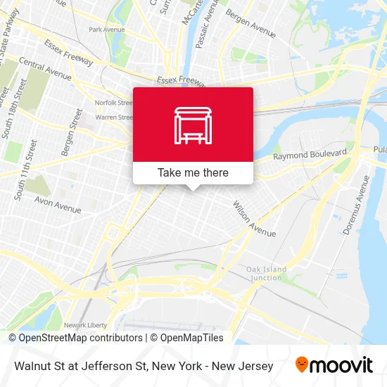 Walnut St at Jefferson St map