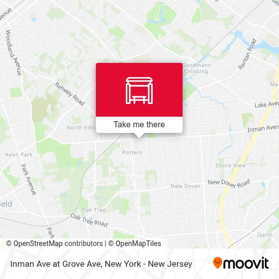 Inman Ave at Grove Ave map
