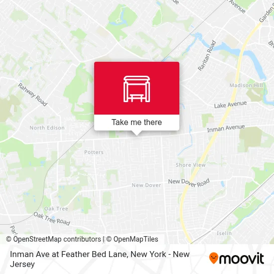 Inman Ave at Feather Bed Lane map