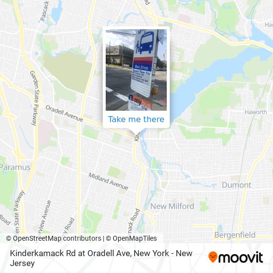 Kinderkamack Rd at Oradell Ave map