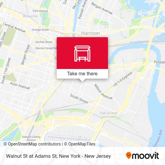 Walnut St at Adams St map