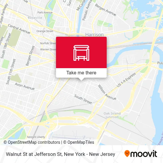Walnut St at Jefferson St map