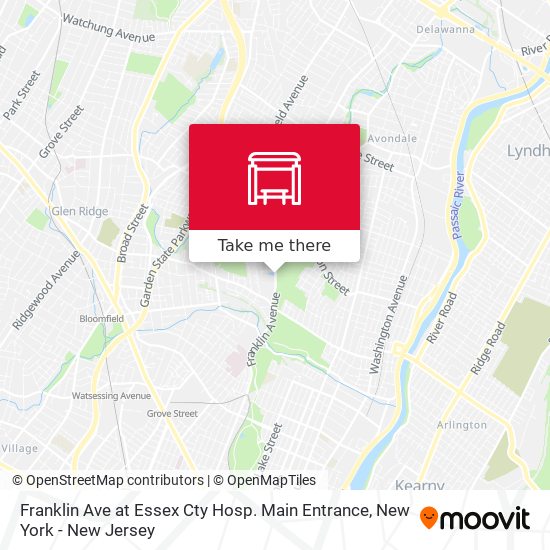 Franklin Ave at Essex Cty Hosp. Main Entrance map