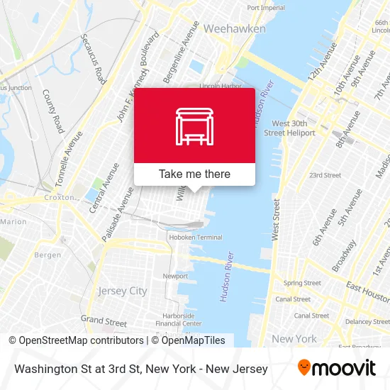 Washington St at 3rd St map