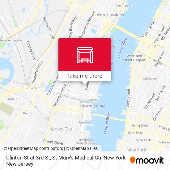 Clinton St at 3rd St, St Mary's Medical Ctr map