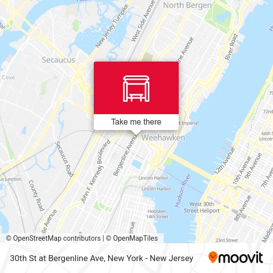 30th St at Bergenline Ave map