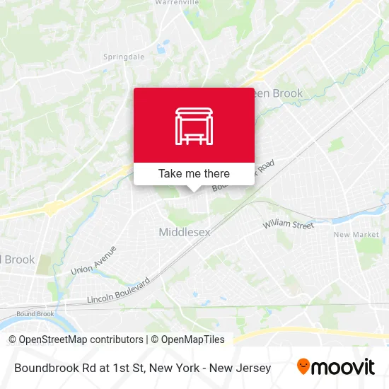Boundbrook Rd at 1st St map