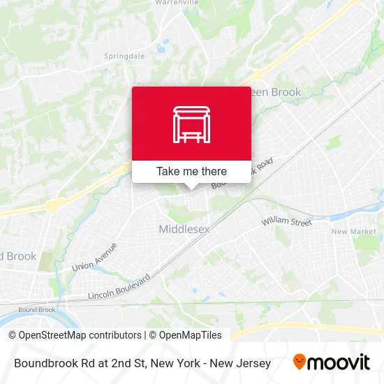 Boundbrook Rd at 2nd St map