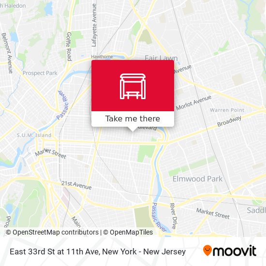 Mapa de East 33rd St at 11th Ave