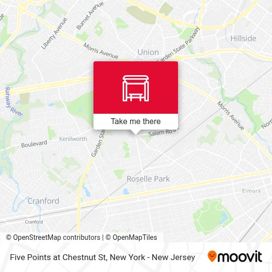 Five Points at Chestnut St map