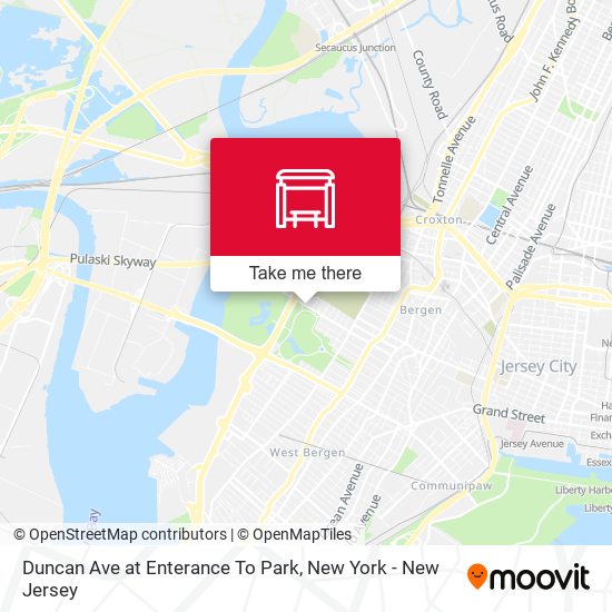 Duncan Ave at Enterance To Park map