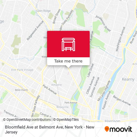 Bloomfield Ave at Belmont Ave map