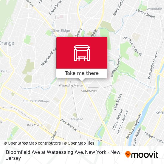 Bloomfield Ave at Watsessing Ave map