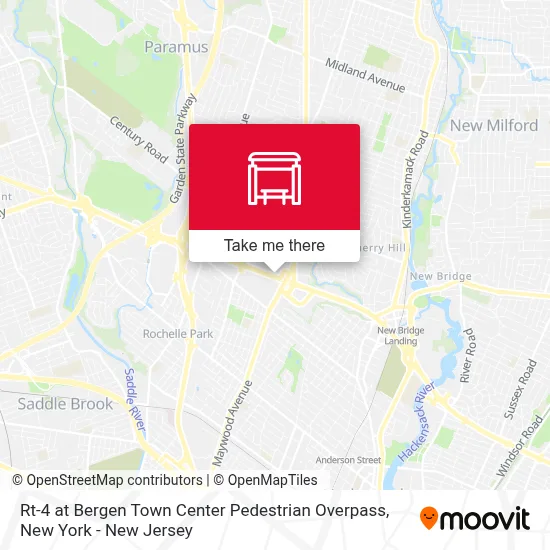 Rt-4 at Bergen Town Center Pedestrian Overpass map