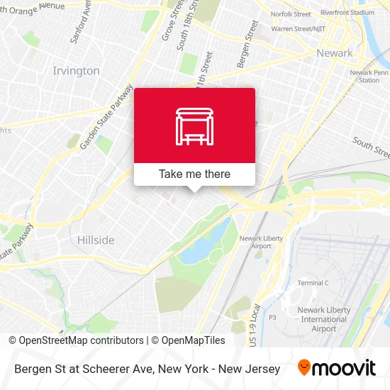 Bergen St at Scheerer Ave map