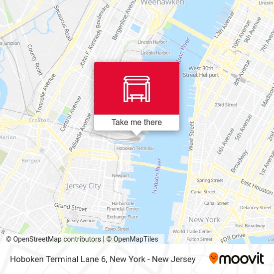 Hoboken Terminal Lane 6 map