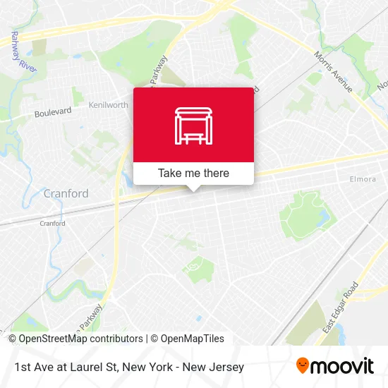 1st Ave at Laurel St map