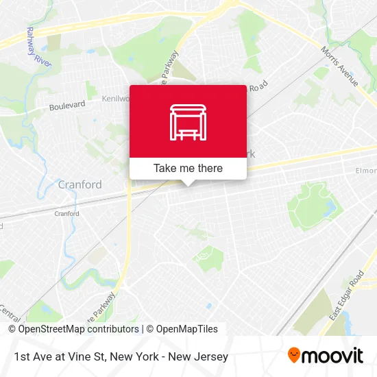 1st Ave at Vine St map