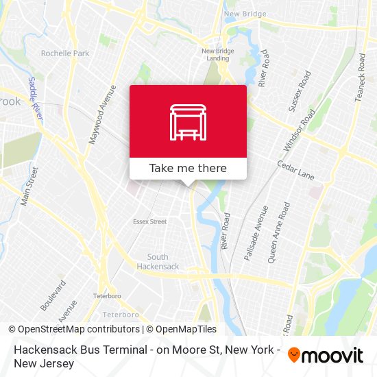 Mapa de Hackensack Bus Terminal - on Moore St