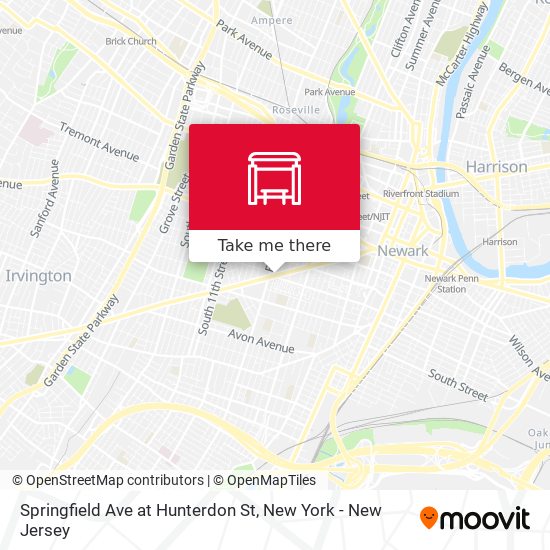 Springfield Ave at Hunterdon St map