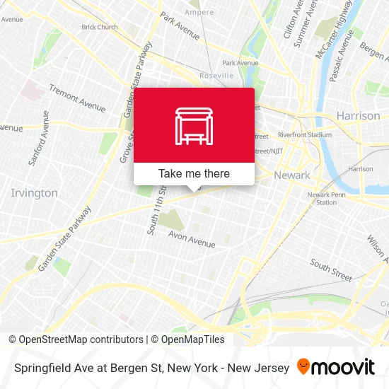 Springfield Ave at Bergen St map