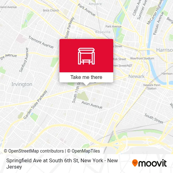 Springfield Ave at South 6th St map