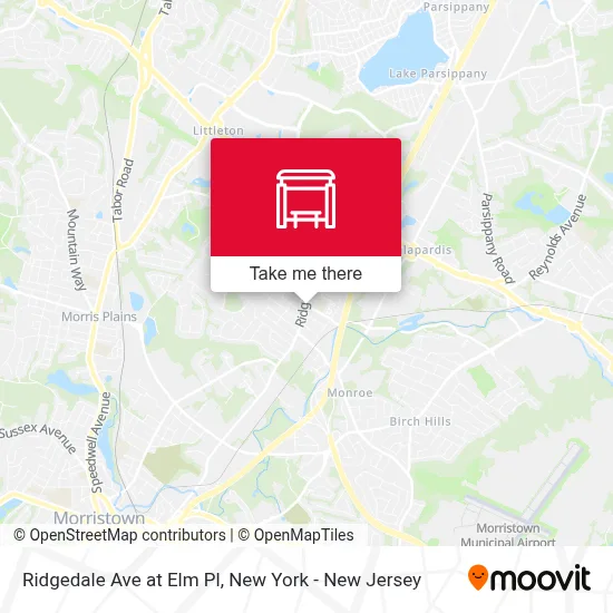 Ridgedale Ave at Elm Pl map
