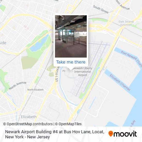 Mapa de Newark Airport Building #4 at Bus Hov Lane, Locat