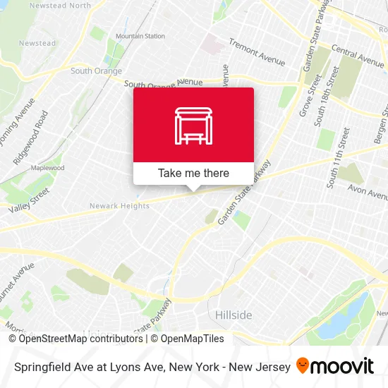 Springfield Ave at Lyons Ave map