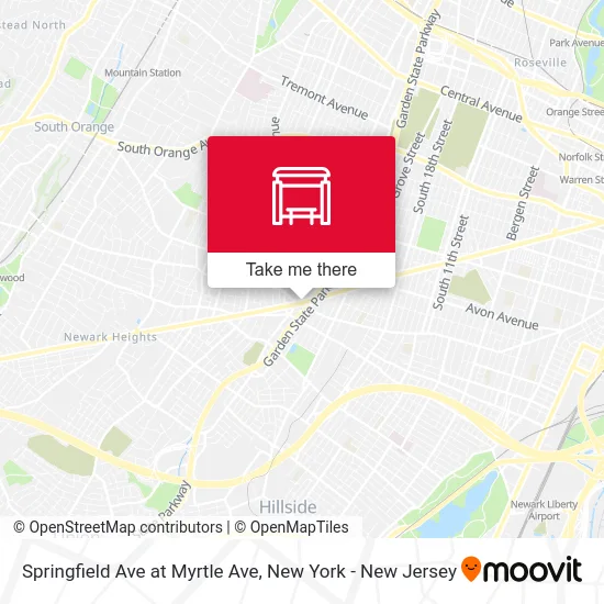 Springfield Ave at Myrtle Ave map