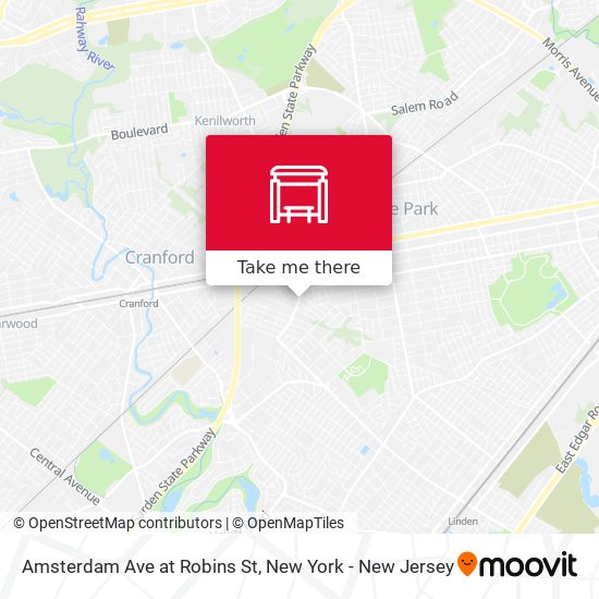 Amsterdam Ave at Robins St map