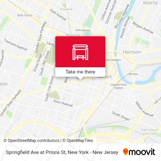 Springfield Ave at Prince St map