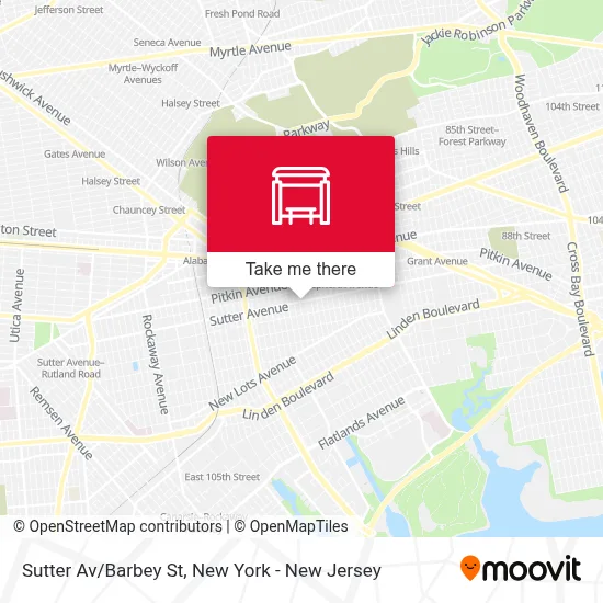 Sutter Av/Barbey St map
