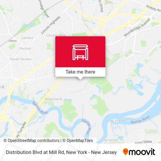 Distribution Blvd at Mill Rd map